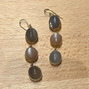 Triple Drop Moonstone Earrings